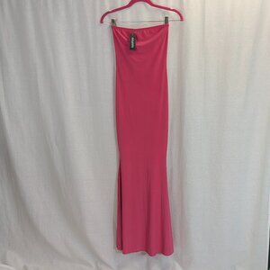 NWT Boohoo Bandeau Slinky Midaxi Dress Size 4 Hot Pink